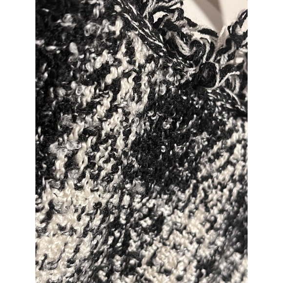 CAbi Carol Womens Lined Jacket/Blazer Black&White Tweed Plaid Fringe Trim Size 8 - Picture 13 of 14